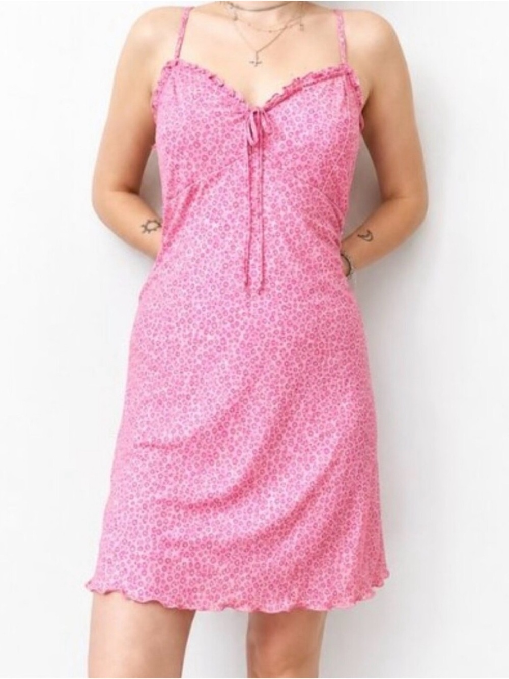 American Eagle Pink Floral Slip Mini Dress Size Large